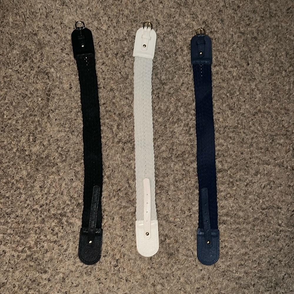 NWT 3 stretch belts (black, ivory and navy blue) size S/M